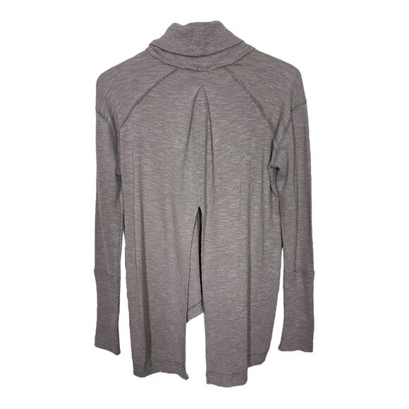 Free People Split Back Turtleneck Top XS Tan Boho Casual Basic Layer Taupe - Picture 3 of 5